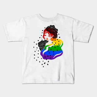 Rainbow Rose Girl Kids T-Shirt